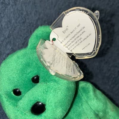 Ty Beanie Baby Erin The Bear 1997 Retired Plush Toy MINT CONDITION - Thumbnail 3