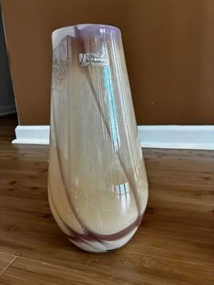 Vintage Glass Vase Purple And Beige By T Crístalli di Michelangelo - Thumbnail 2