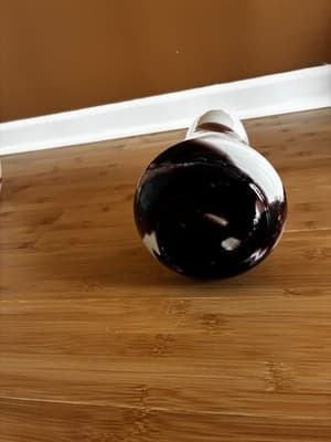 Handblown Murano Style Plum Purple White Swirl Art Glass - Thumbnail 4