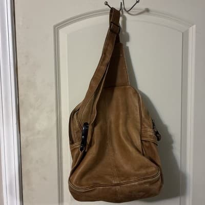 Dilana Santa Fe brown distressed leather Bookbag - Thumbnail 3
