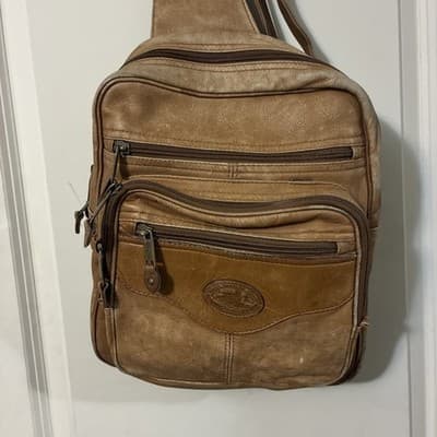Dilana Santa Fe brown distressed leather Bookbag - Thumbnail 2