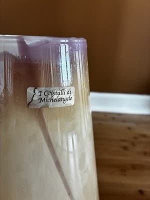 Vintage Glass Vase Purple And Beige By T Crístalli di Michelangelo - Thumbnail 3