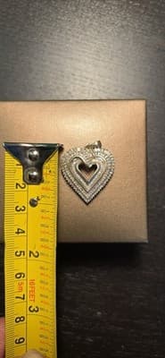 1 1/4 CARAT GENUINE DIAMOND STERLING SILVER OPEN HEART PENDANT - Thumbnail 3