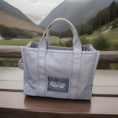 Marc Jacobs The Canvas Small Tote Bag Blue Shadow Denim Bag - Thumbnail 2