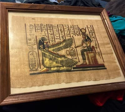 Rare, Authentic Hand Painted Ancient Egyptian Papyrus, - Thumbnail 2