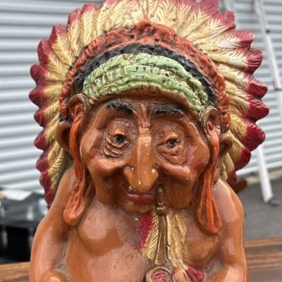 1973 UNIVERSAL STATUARY CORP. WHIMSICAL NATIVE AMERICAN CHIEF #265 10 1/2" TALL - Thumbnail 6