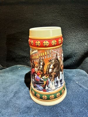 1993 Budweiser Holiday Stein Collection "Hometown Holiday" Christmas Signed - Thumbnail 6