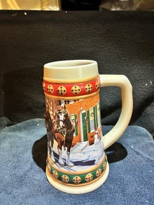1993 Budweiser Holiday Stein Collection "Hometown Holiday" Christmas Signed - Thumbnail 5
