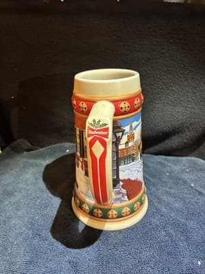 1993 Budweiser Holiday Stein Collection "Hometown Holiday" Christmas Signed - Thumbnail 2