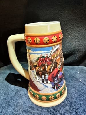 1993 Budweiser Holiday Stein Collection "Hometown Holiday" Christmas Signed - Thumbnail 7