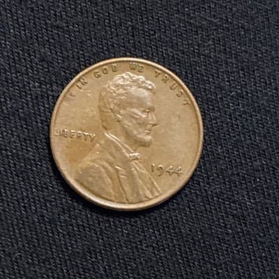 1944 Lincoln Wheat Penny No Mint Mark “L” on Rim “W” Misaligned Error - Thumbnail 3