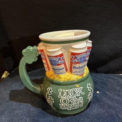 Budweiser 1993 Beer Stein St. Patrick's Day Luck O The Irish Beer Mug Vintage - Thumbnail 4