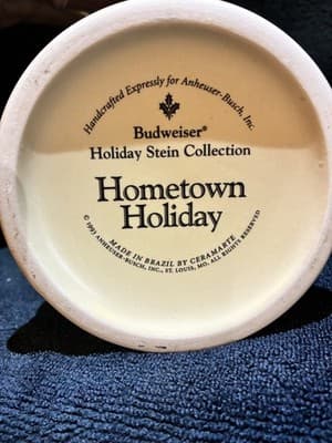 1993 Budweiser Holiday Stein Collection "Hometown Holiday" Christmas Signed - Thumbnail 3