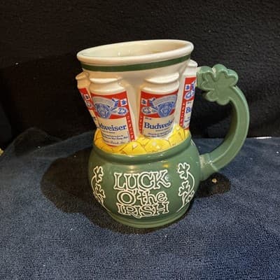 Budweiser 1993 Beer Stein St. Patrick's Day Luck O The Irish Beer Mug Vintage - Thumbnail 2