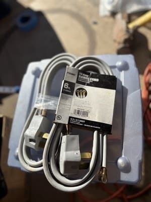 Prime 50 Amp 125V 250V Range Cord 3-Prong Plug 6 Feet Grey Home Wire Cable, - Thumbnail 2