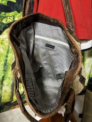 New Directions Straw With Animal Print Purse - Thumbnail 3