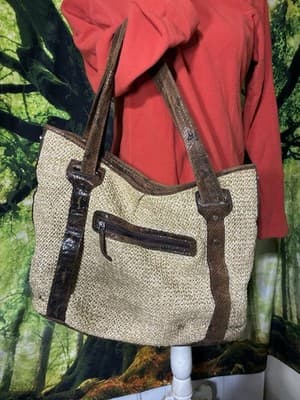 New Directions Straw With Animal Print Purse - Thumbnail 2