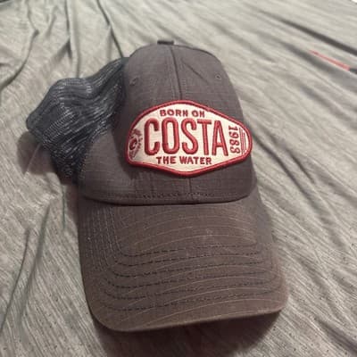 COSTA DEL MAR Trucker Hat Mens Snapback Gray Distressed Born On The Water