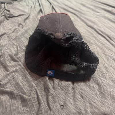 COSTA DEL MAR Trucker Hat Mens Snapback Gray Distressed Born On The Water - Thumbnail 3