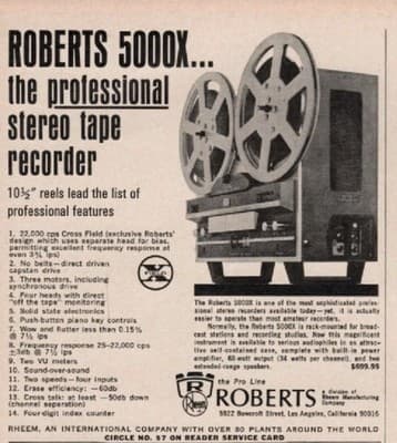 Vintage Reel To Reel ROBERTS ELECTRONICS Model: 5000X - Untested - Thumbnail 12
