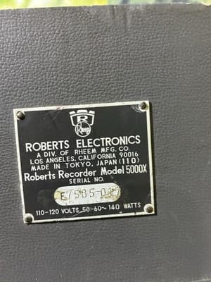 Vintage Reel To Reel ROBERTS ELECTRONICS Model: 5000X - Untested - Thumbnail 10