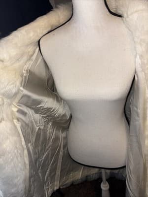 Vintage 60s 70s Rose Cloak & Suit Co Inc Mid-Length Gray Ivory Fur Coat Size 10 - Thumbnail 3