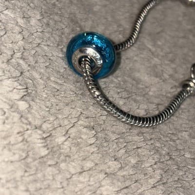 Kay Jewelers Michael Anthony MURANO STERLING GLASS Blue BEAD CHARM w/ Bracelet - Thumbnail 2
