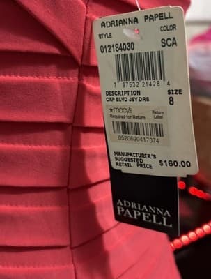 Adrianna Papell Fuchsia Spandex Knee Long Pencil Women’s 012184030 Size 8 Dress - Thumbnail 4