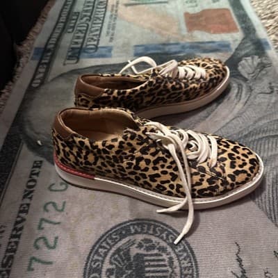 Hush Puppies Sabine Genuine Calf Hair Leopard Bounce Plus Sneaker Sz 8.5 - Thumbnail 2