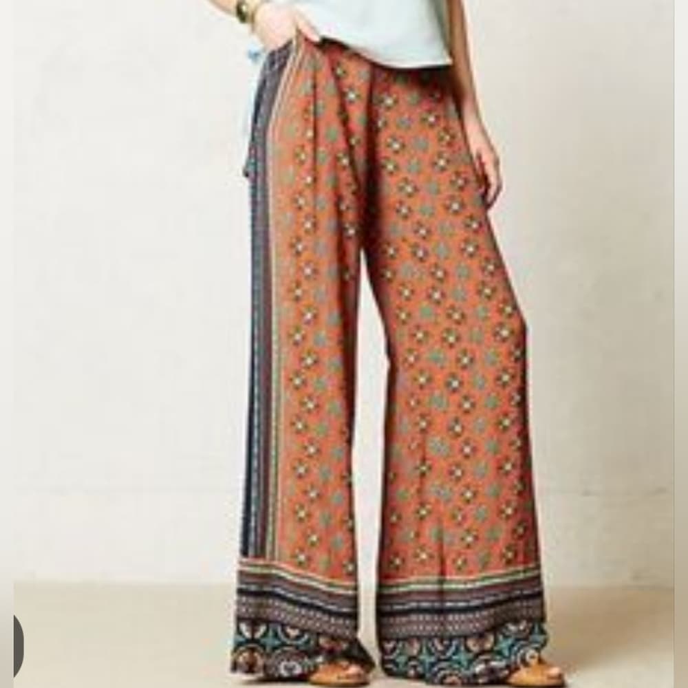 Anthropologie Elevenses Summer Wide-Leg Palazzo Pants Side pockets - Thumbnail 8