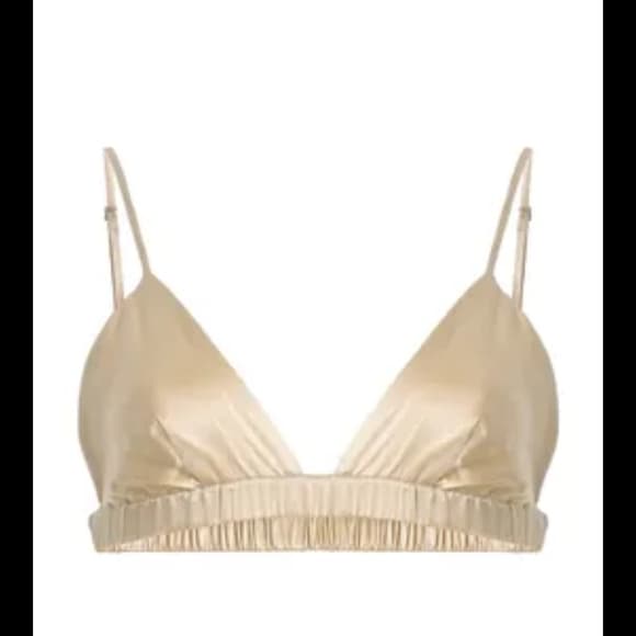 Anine Bing Silk Satin Bralette in Champagne - Thumbnail 7