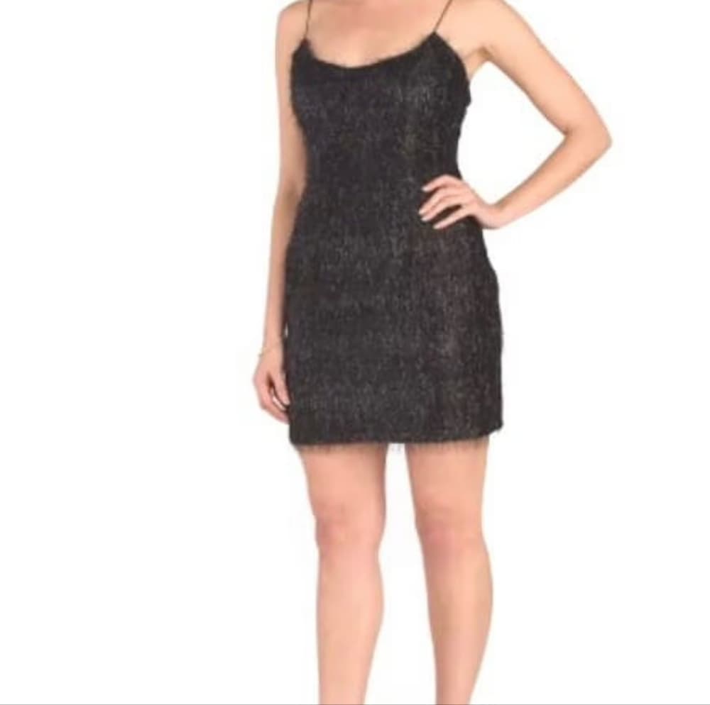 Aidan Mattox LBD Black Sparkle Fringe Slip Mini Dress Size 0 - Thumbnail 5