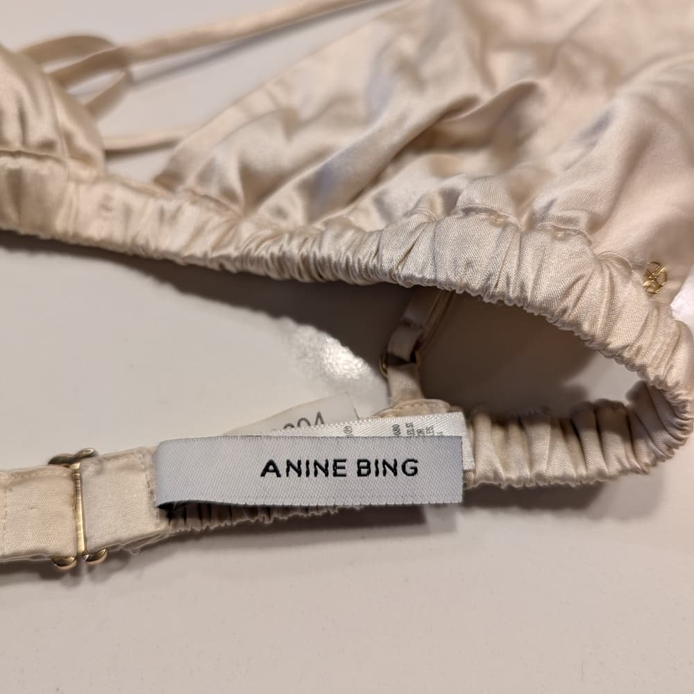 Anine Bing Silk Satin Bralette in Champagne - Thumbnail 4