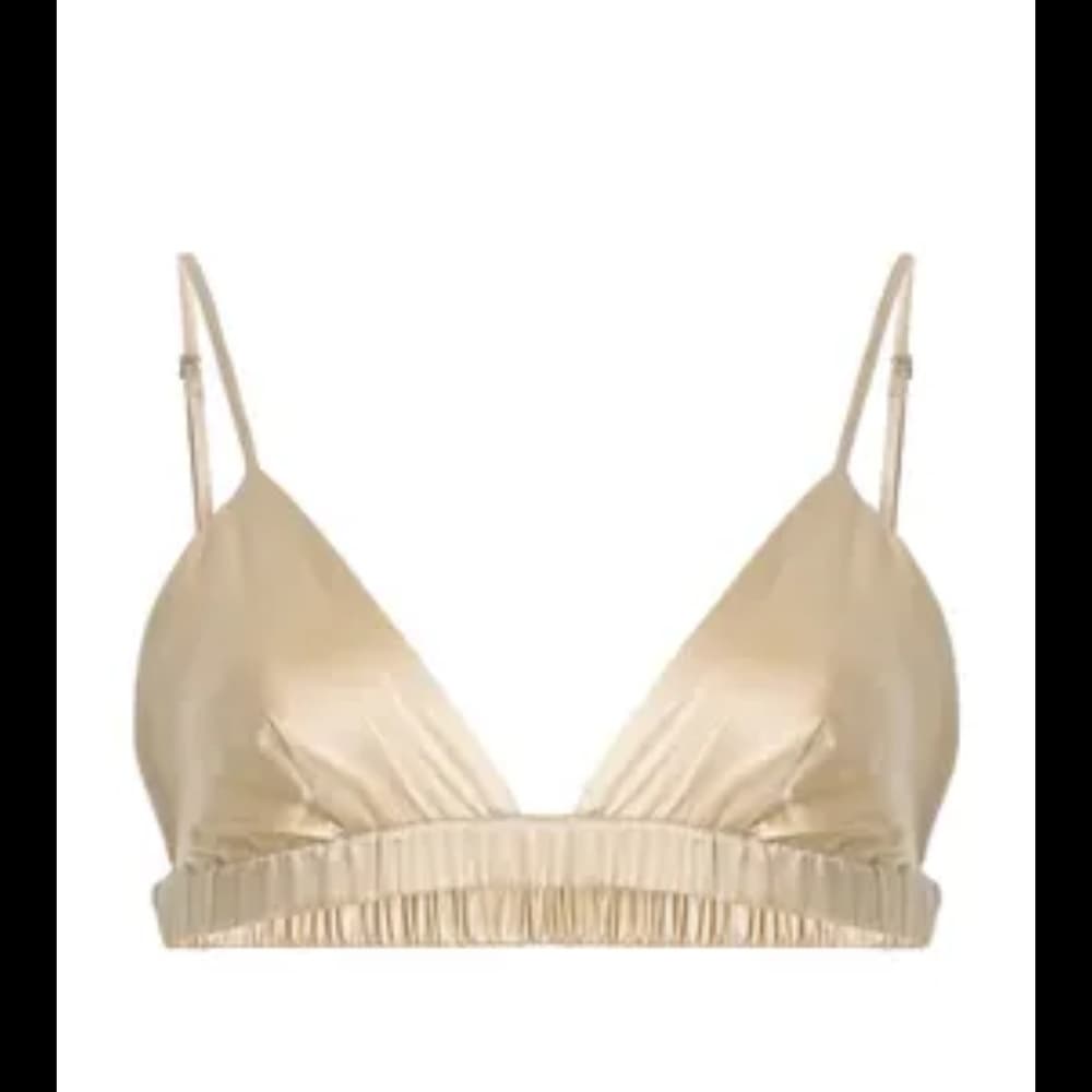 Anine Bing Silk Satin Bralette in Champagne - Thumbnail 6