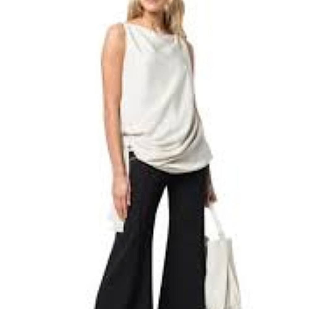 Tom Ford Draped White Sleeveless Top Size 4 - Thumbnail 2