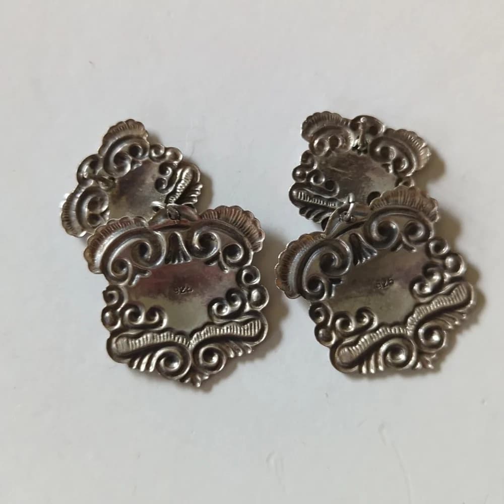 Vintage Sterling Silver Etruscan Earrings - Thumbnail 3