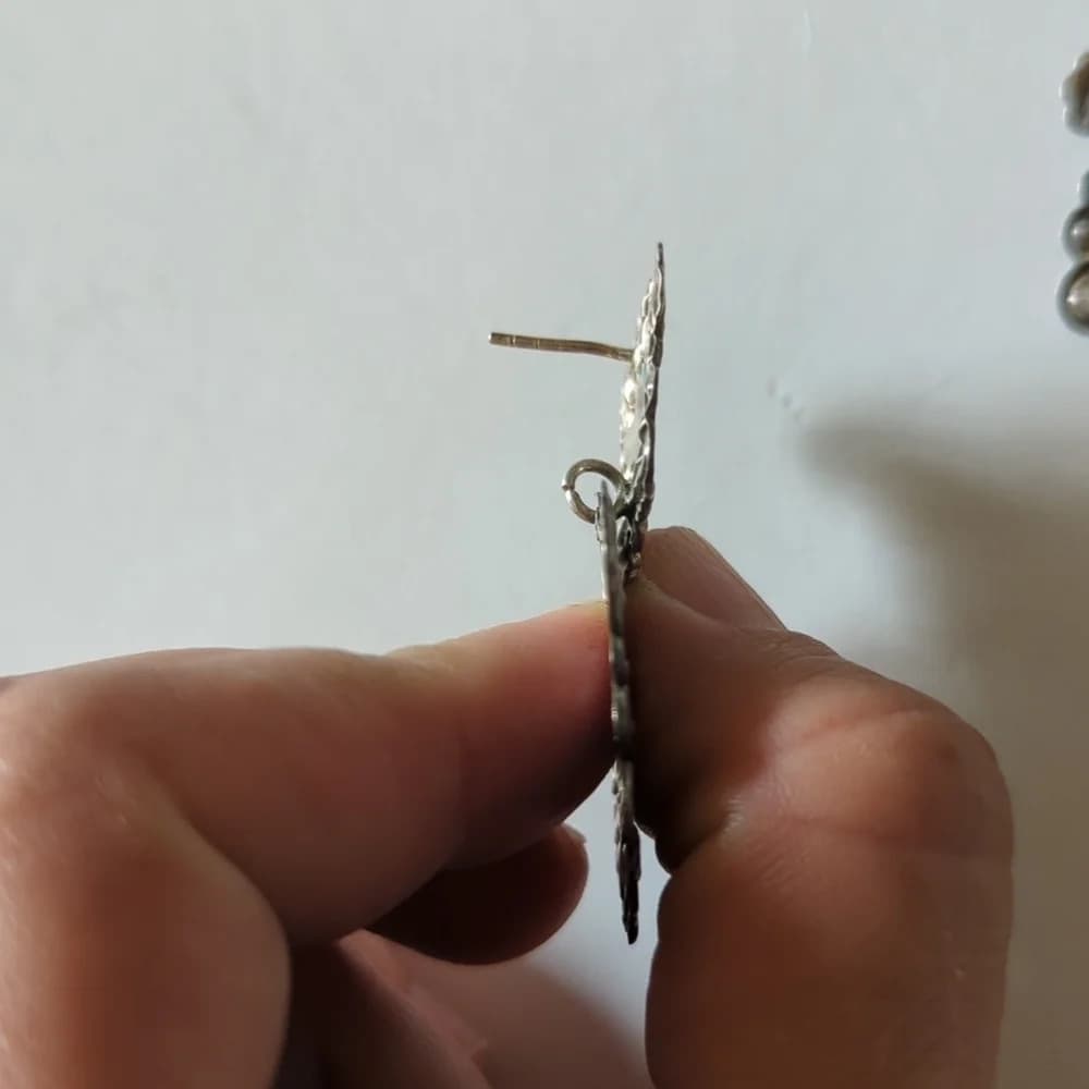 Vintage Sterling Silver Etruscan Earrings - Thumbnail 5