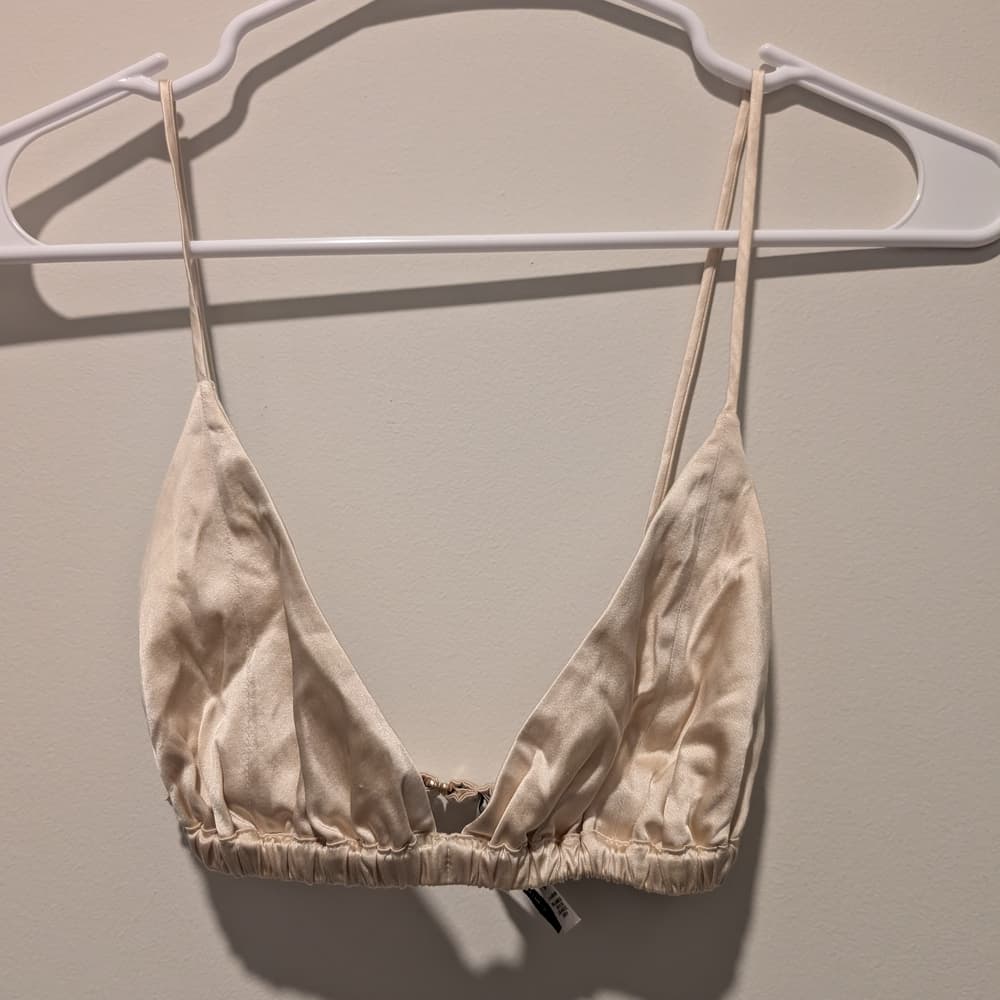 Anine Bing Silk Satin Bralette in Champagne - Thumbnail 5