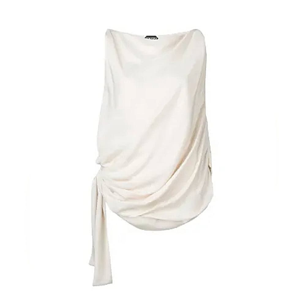 Tom Ford Draped White Sleeveless Top Size 4 - Thumbnail 5