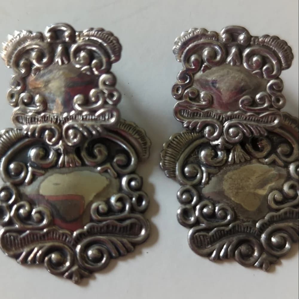 Vintage Sterling Silver Etruscan Earrings - Thumbnail 2