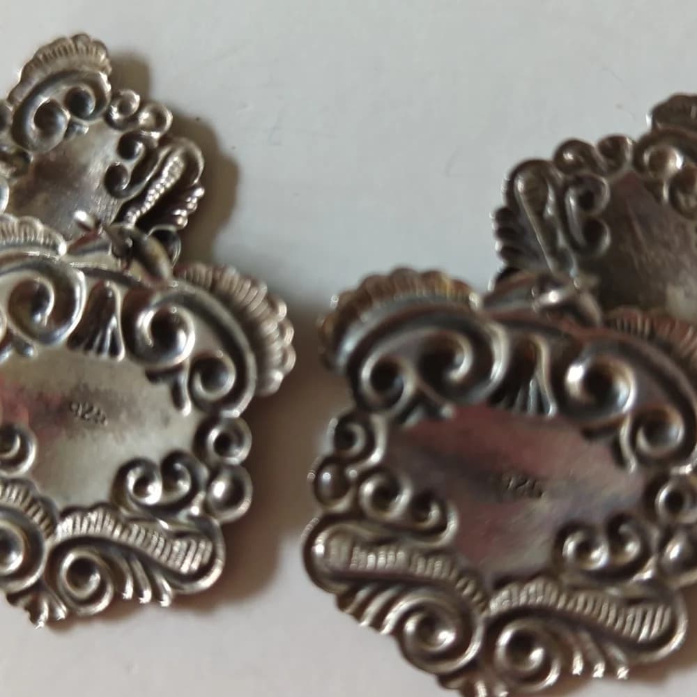 Vintage Sterling Silver Etruscan Earrings - Thumbnail 4