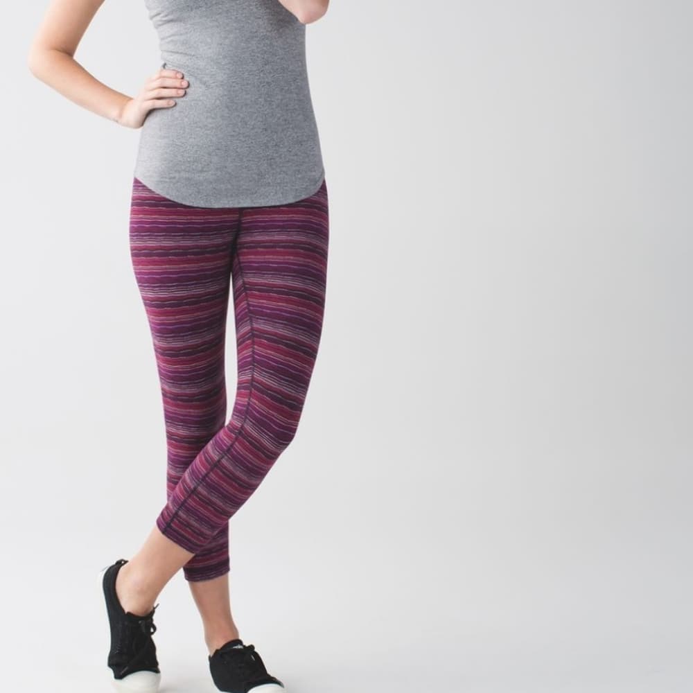 lululemon athletica Purple Striped Performance Leggings - Thumbnail 5