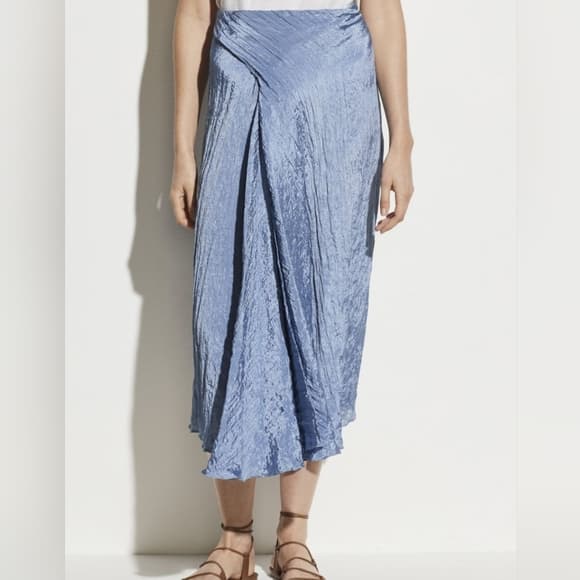 Vince Light Blue Crinkled Midi Skirt - Thumbnail 6