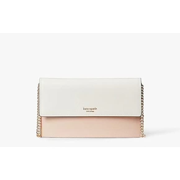 Kate Spade Willow Wallet cream Tan Leather Chain strap crossbody Bag - Thumbnail 9