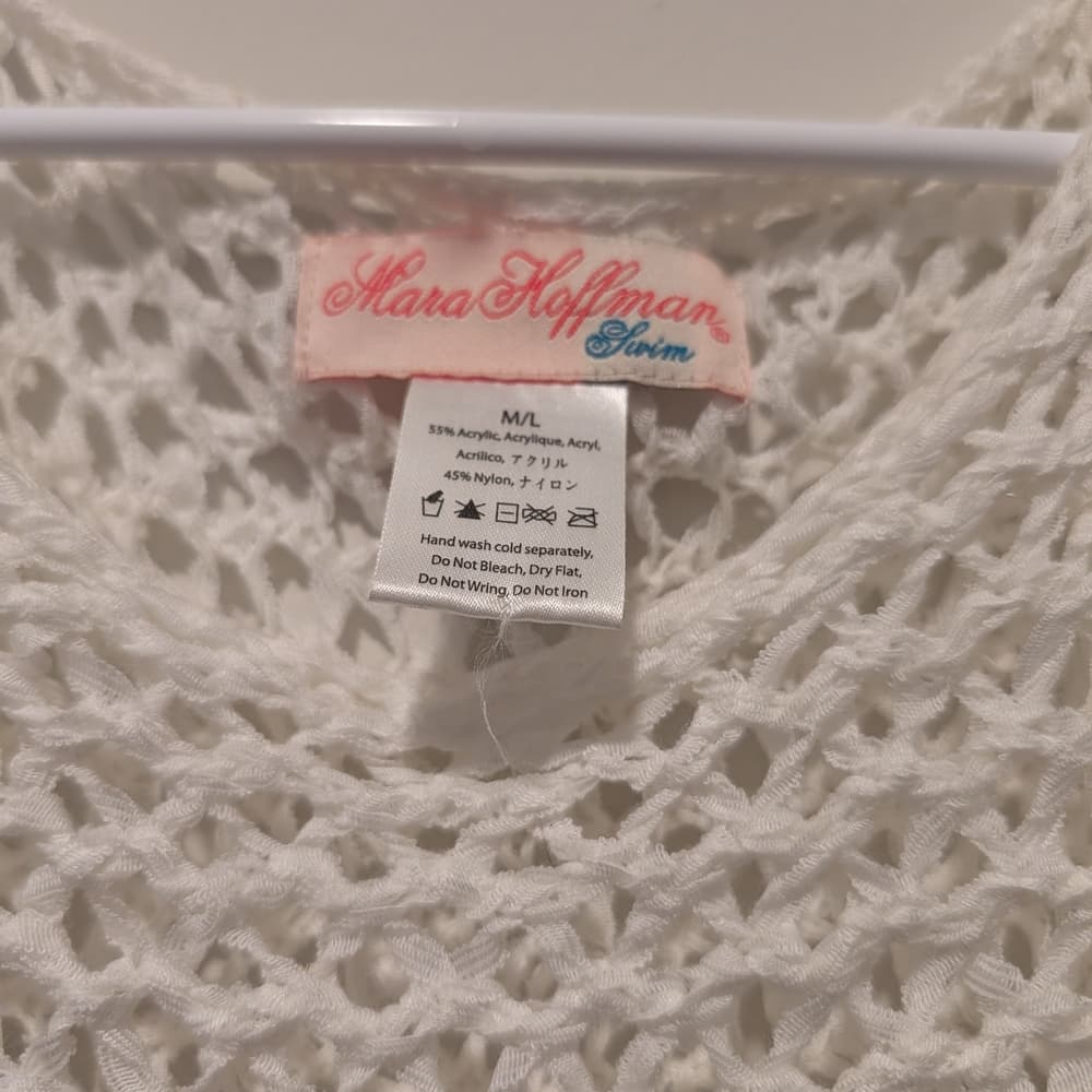 Mara Hoffman Swim White Crochet Fringe Beach Summer Boho Cover-Up - Thumbnail 3