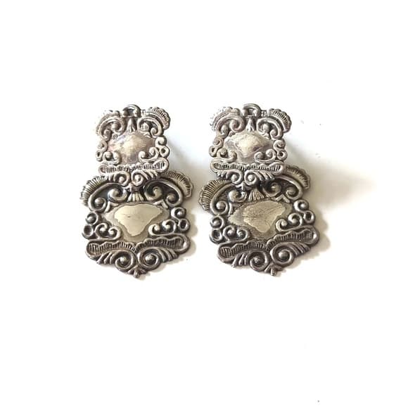 Vintage Sterling Silver Etruscan Earrings - Thumbnail 7