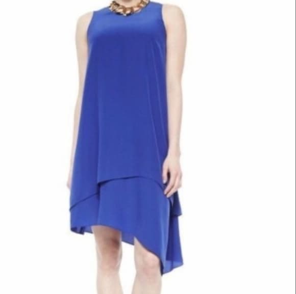 Eileen Fisher Royal Blue Silk Minimalist Office Summer Dress - Thumbnail 7