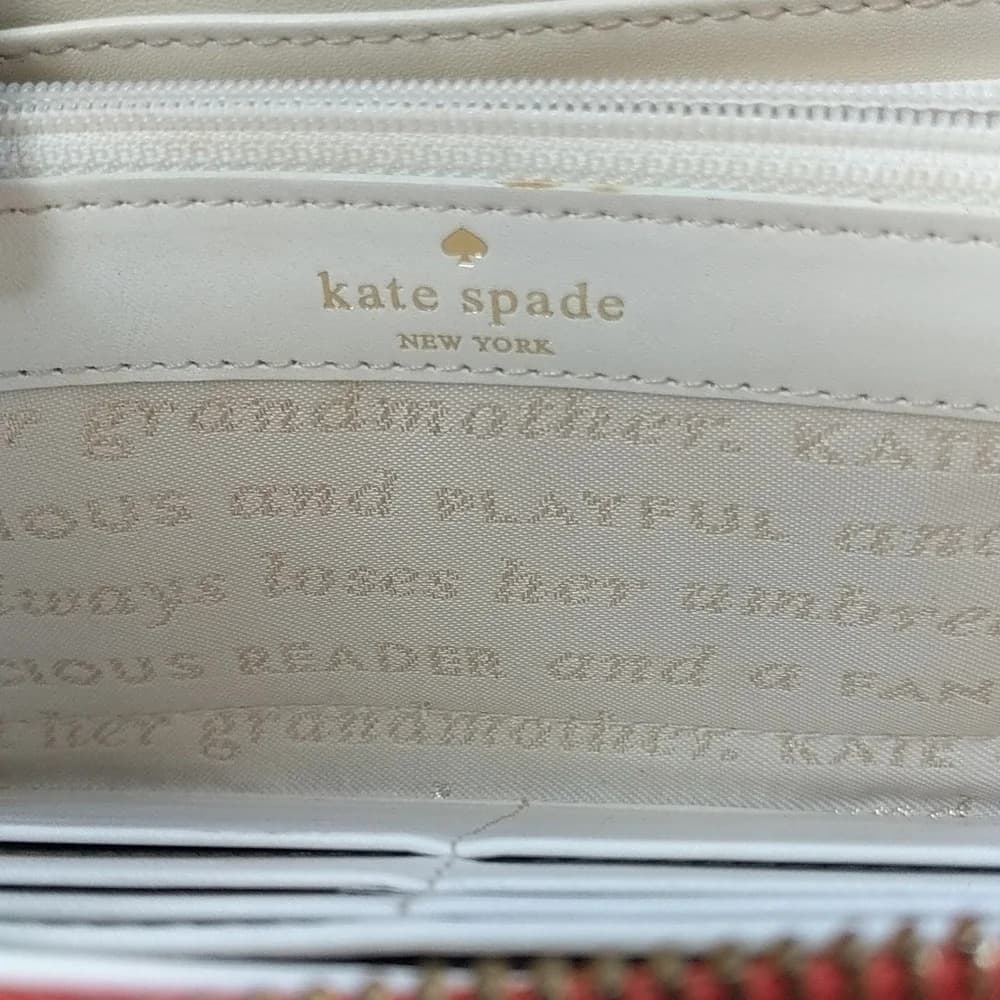 Kate Spade cherry red lacey signature quilted leather Wallet flame - Thumbnail 7