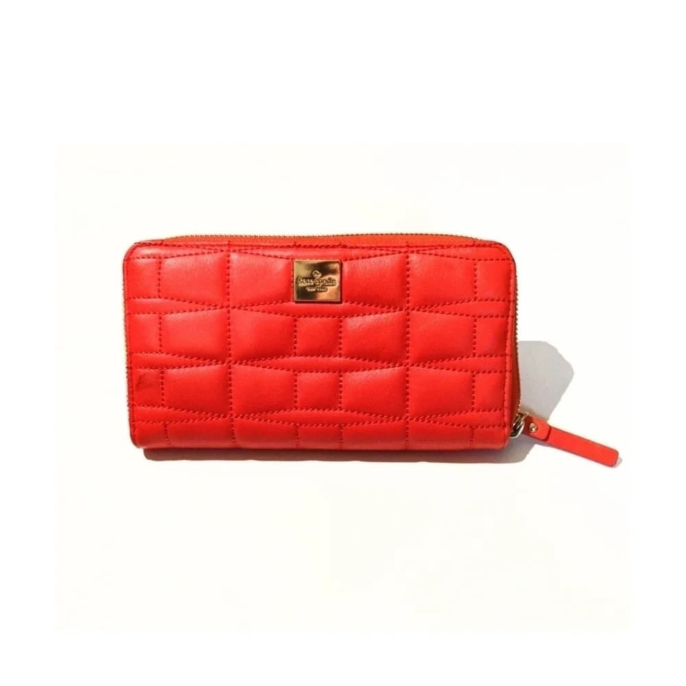 Kate Spade cherry red lacey signature quilted leather Wallet flame - Thumbnail 13