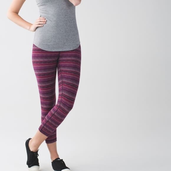 lululemon athletica Purple Striped Performance Leggings - Thumbnail 6